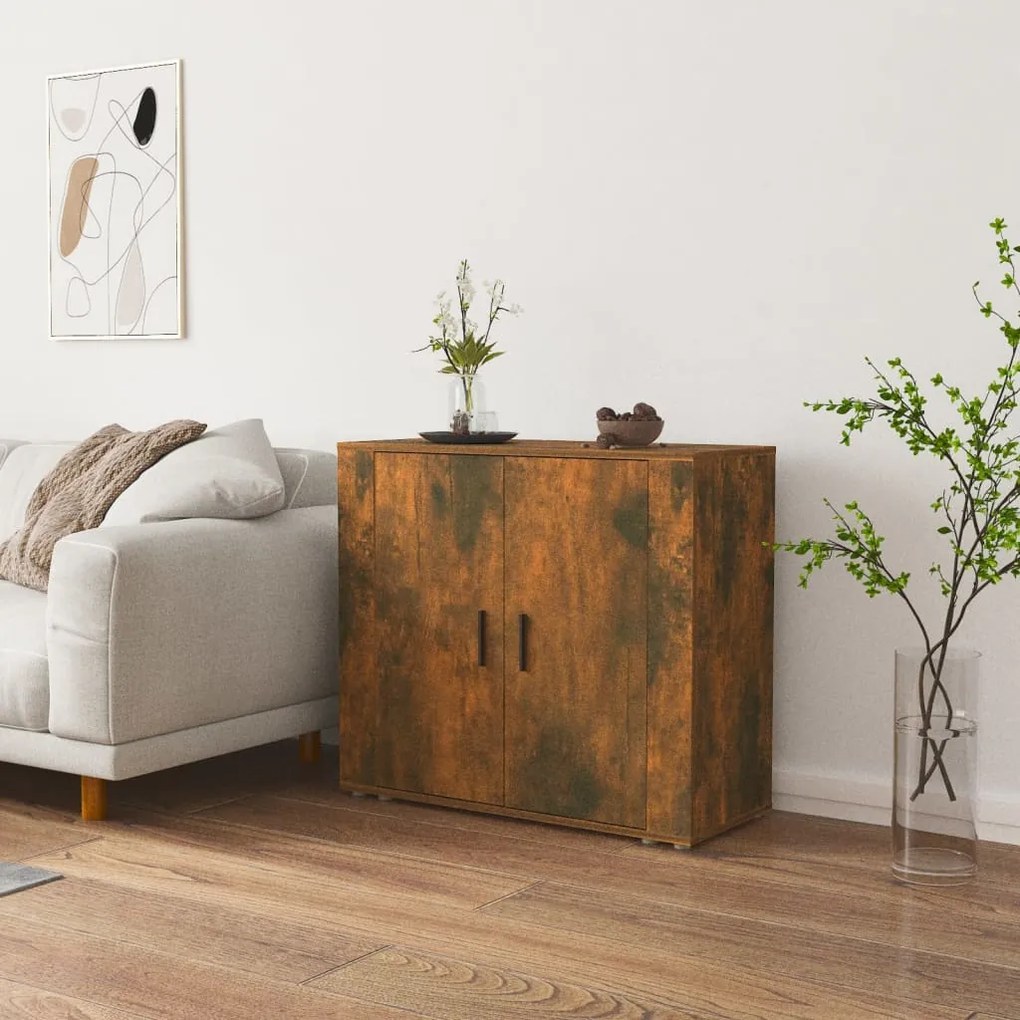 Credenza rovere fumo 80x33x70 cm in legno multistrato