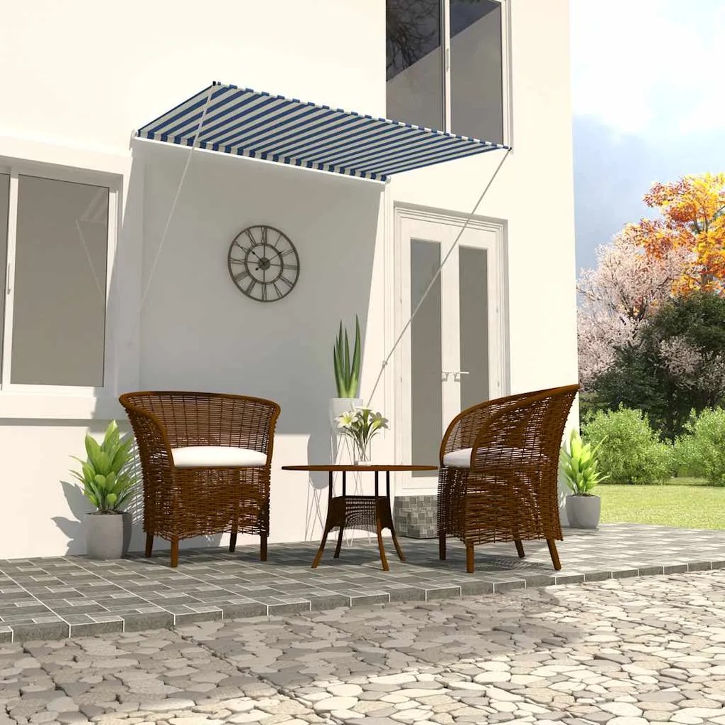 Tenda Da Sole Retrattile 150x150 Cm Blu E Bianco /