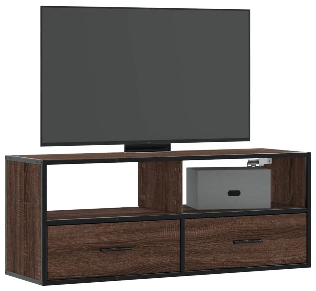 Mobile tv rovere marrone 100x31x39,5 cm in truciolato e metallo