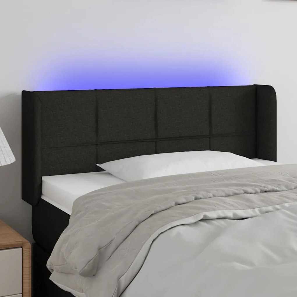 Testiera A Led Nera 83x16x78/88 Cm İn Tessuto /