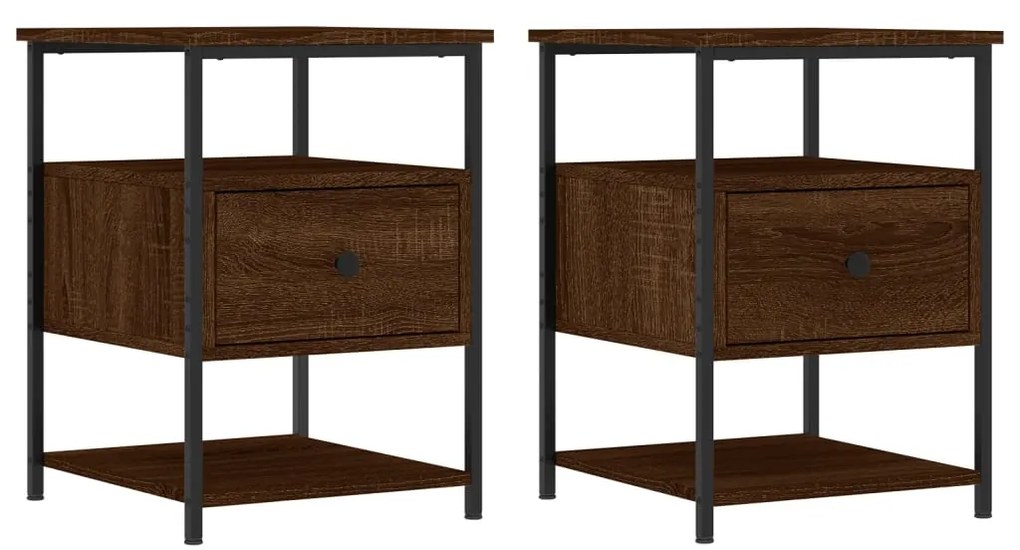 Comodini 2 pz rovere marrone 40x42x56 cm in legno multistrato