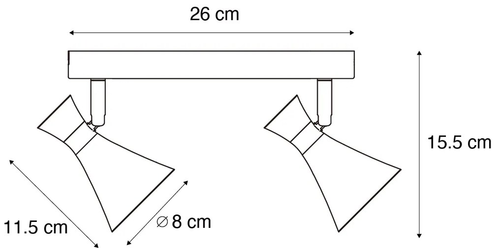 Faretto da soffitto moderno nero 2 luci regolabile - Triangle