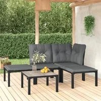 Set Salotto da Giardino 5 pz Nero e Grigio in Polyrattan 3187742