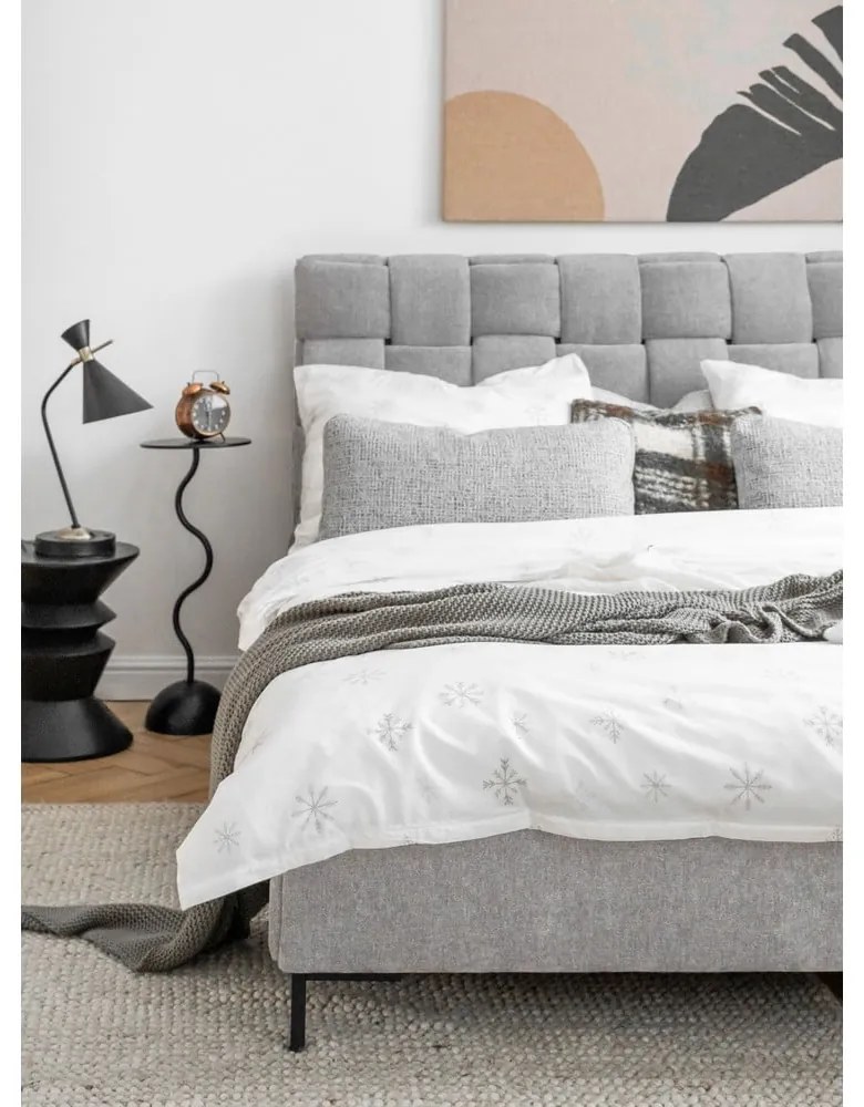Letto matrimoniale imbottito grigio chiaro con rete inclusa 140x200 cm Eve – Miuform