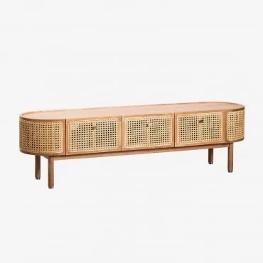 Mobile Tv 175x45 Cm In Rattan E Legno Edwina Legno Naturale - Sklum