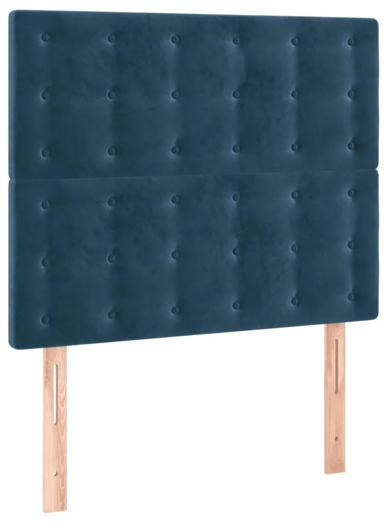 Testiera a led blu scuro 80x5x118/128 cm in velluto