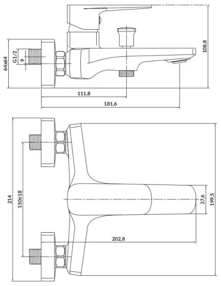 Cersanit S951-378 - Rubinetto vasca da bagno LARGA oro