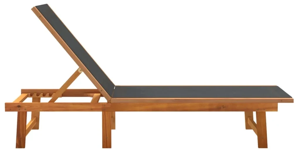 Lettini prendisole 2 pz neri legno massello acacia e textilene