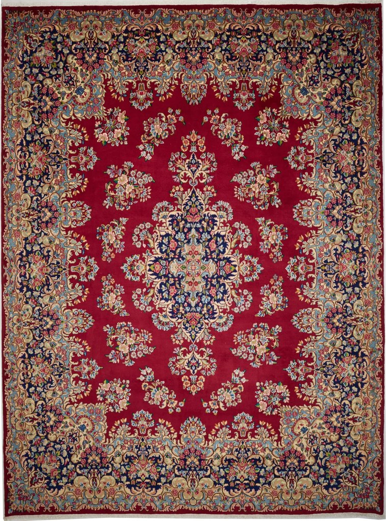 Kerman Tappeto 410x310 Rosso (Iran) Annodato A Mano