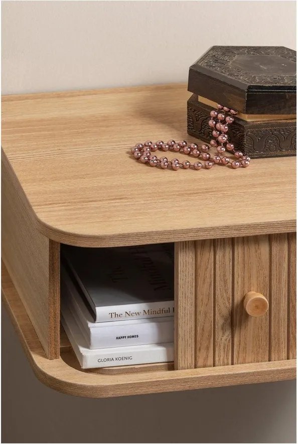 Comodino di colore naturale con effetto pino da parete Jena – WOOOD