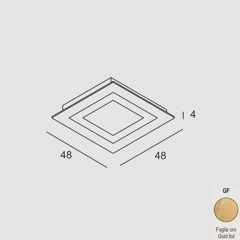 Plafoniera Contemporanea Oblio Metallo Foglia Oro Led 45W