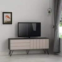 Porta TV antracite tortora con due ante a ribalta Piccadilly 139x36x57