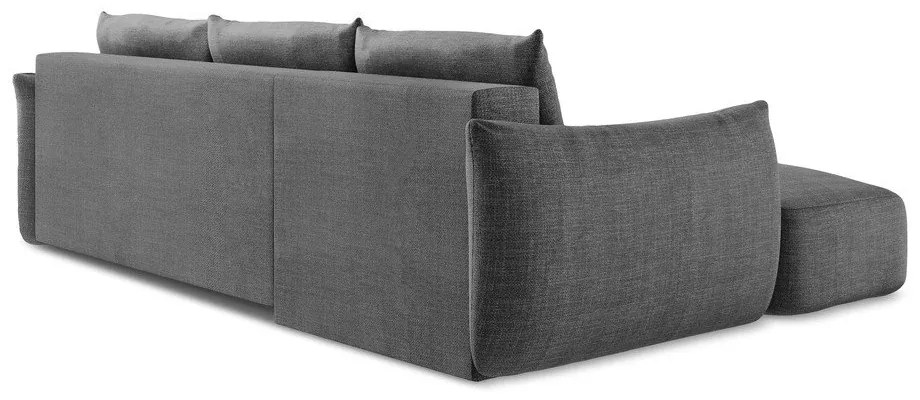 Divano angolare grigio scuro allungabile (con penisola a sinistra/con chaise lounge) Leila – Makamii