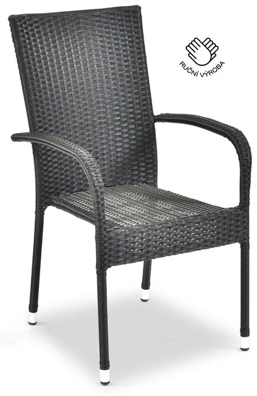 Sedia da giardino in rattan artificiale nero Paris - Bonami Essentials