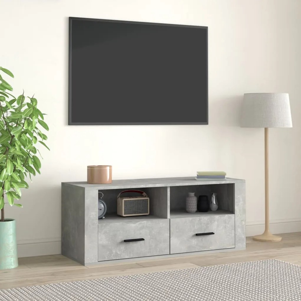 Mobile per tv grigio cemento 100x35x40 cm legno multistrato