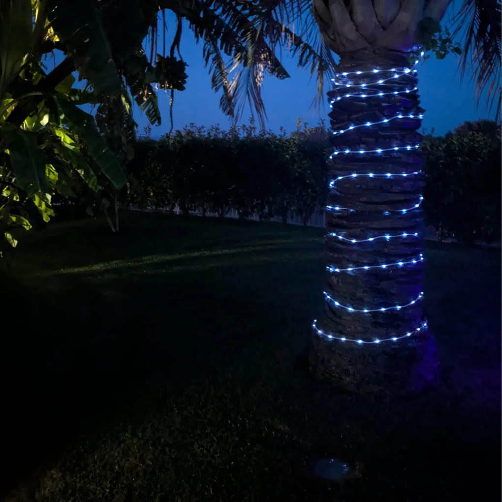 Tubo Luminoso 200 Led luci di Natale ad Energia Solare Bianco Freddo