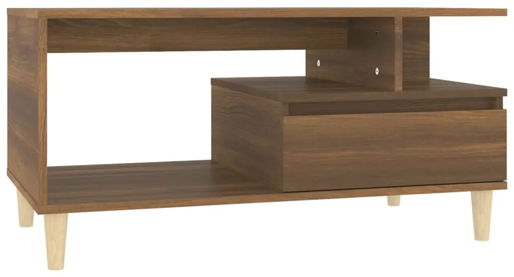 Tavolino salotto rovere marrone 90x49x45 cm legno multistrato