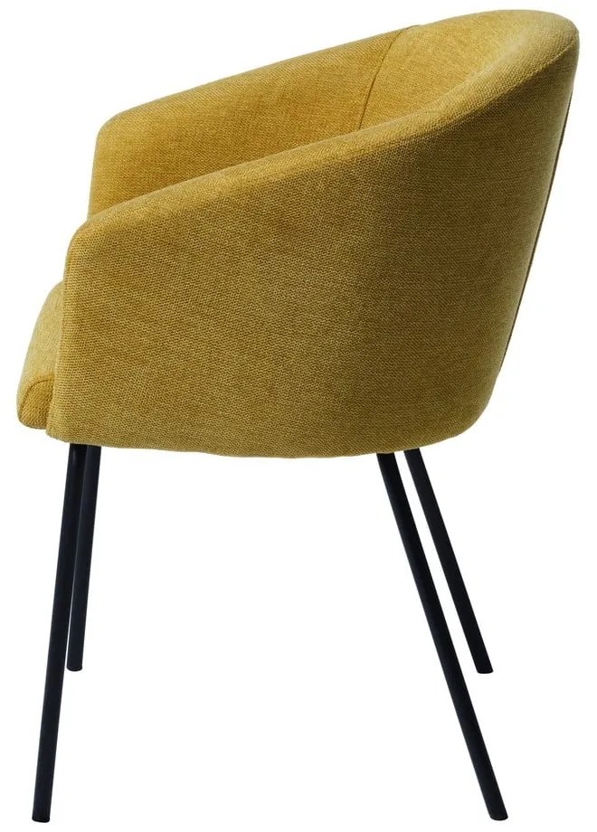 Sedia da pranzo color senape in imbottito con braccioli Easton – Unique Furniture