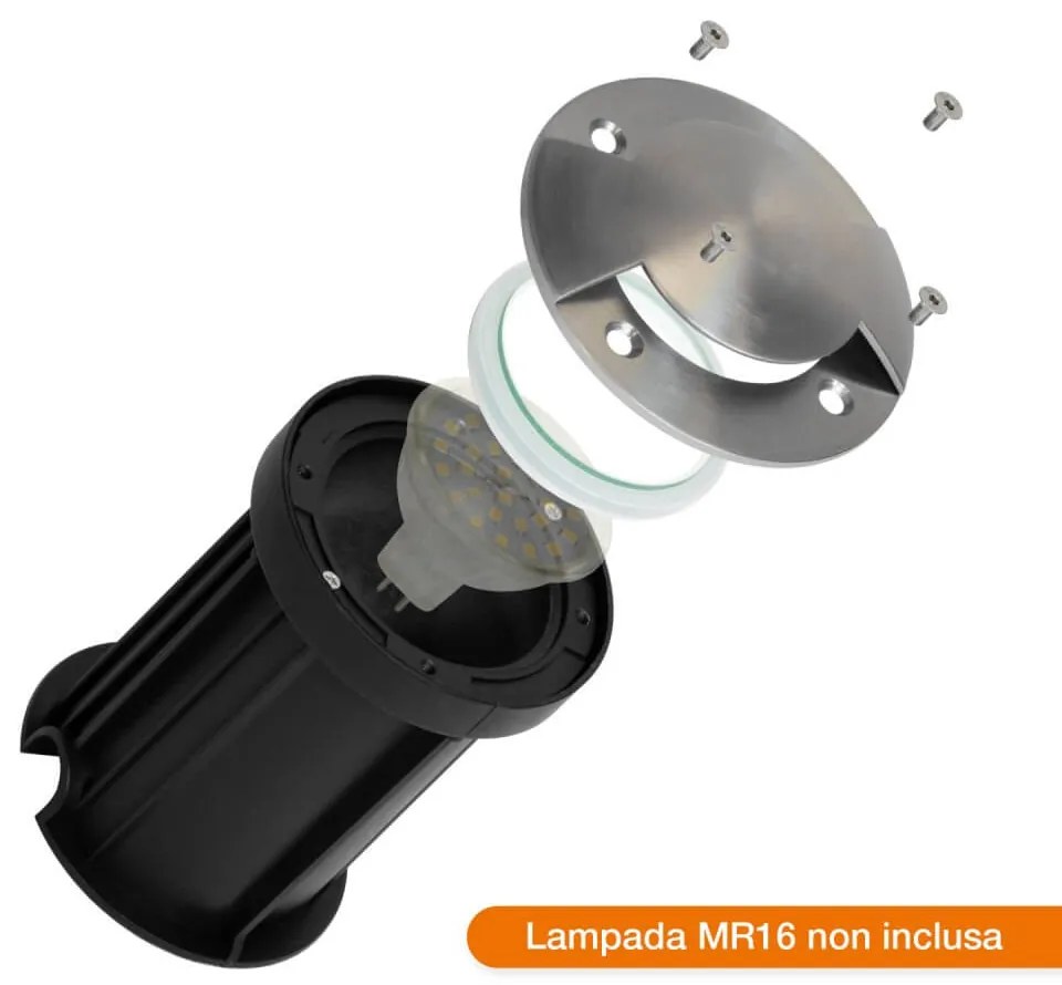 Faretto Carrabile Bidirezione MR16 IP67, Acciaio INOX 12/24V, Inox Colore del corpo Alluminio
