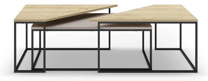 Set di tavolini da salotto con piano effetto rovere 3 pz 70x110 cm Titan – Marckeric