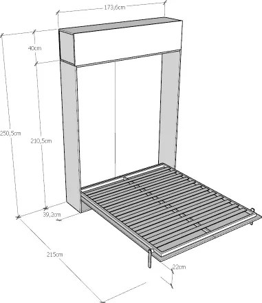Letto a scomparsa con pensile Noce matrimoniale 160 cm KENTARO