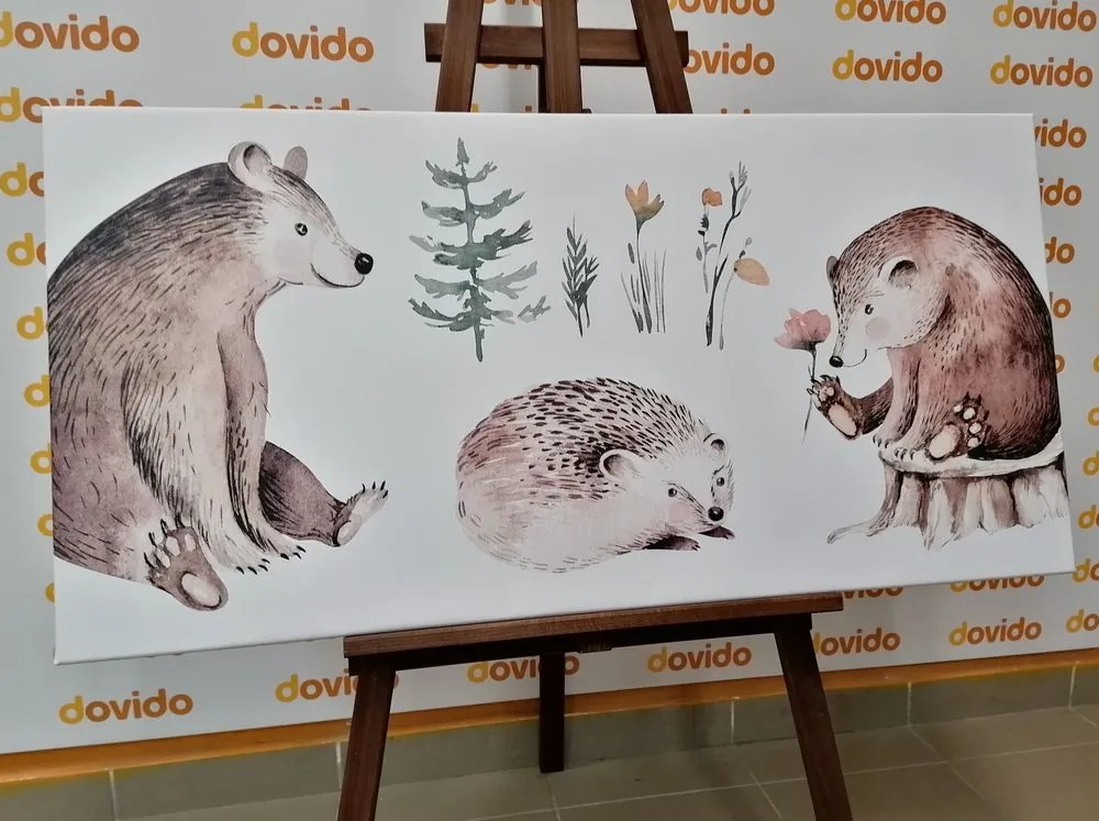 Quadro su tela – Animali nel bosco che si rilassano