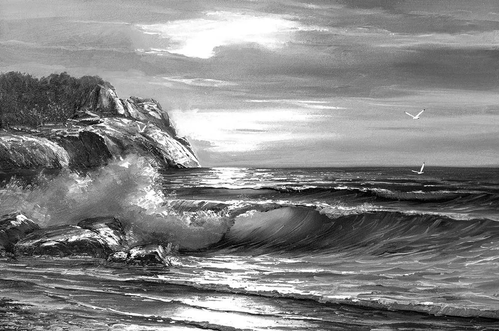 Carta da parati – Mattina sul mare in bianco e nero