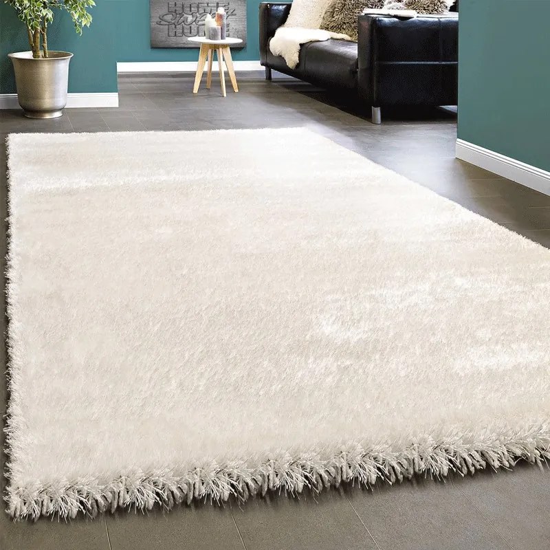 Tappeto moderno shaggy a pelo lungo Eleganza  Colore Bianco, Dimensioni Tappeti cm 160x230