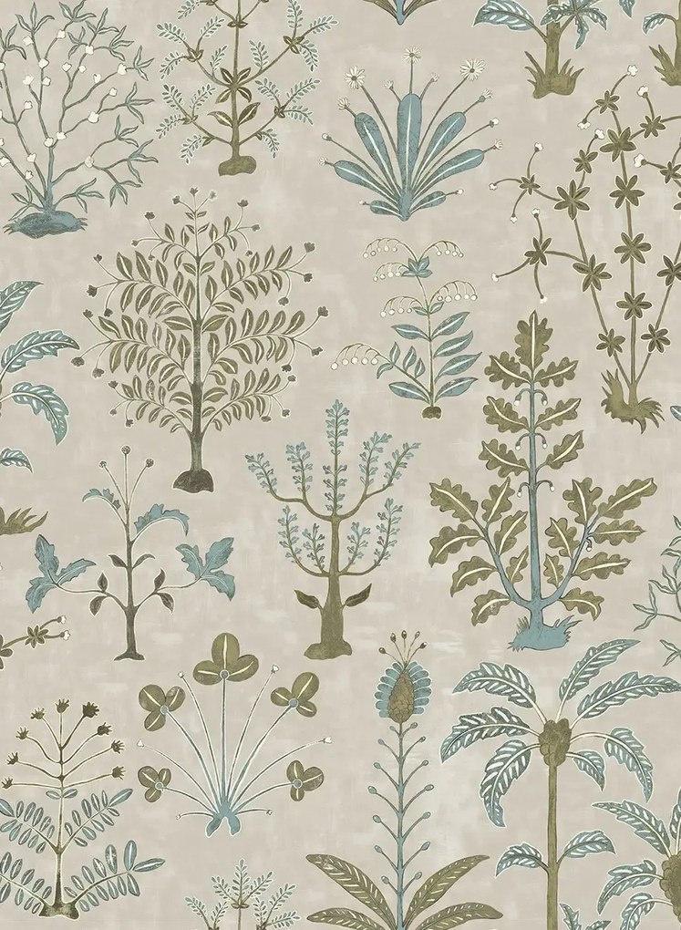 Josephine Munsey Tapete Cynthia - Stone, Light Blue and Olive