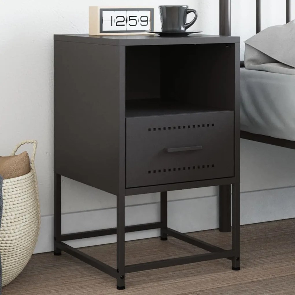 Comodino Nero 36x39x60,5 Cm İn Acciaio /