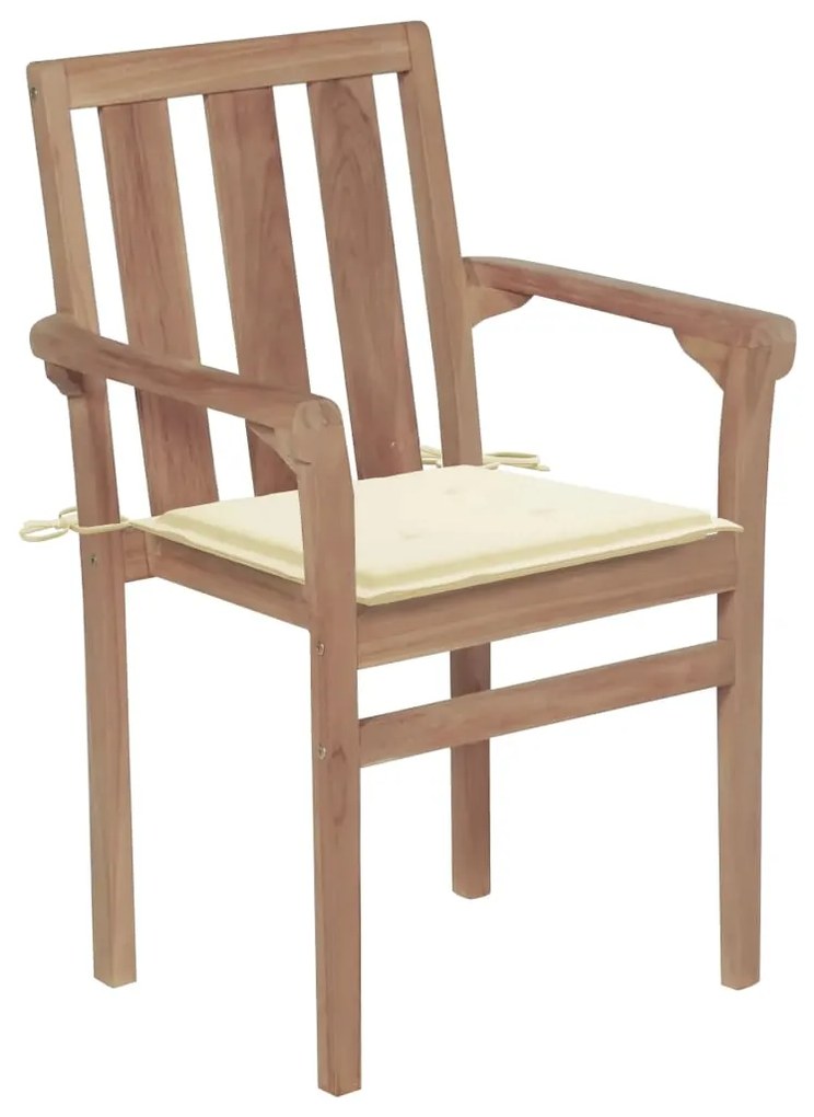 Sedie da giardino 2 pz con cuscini crema massello di teak