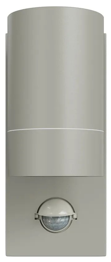 Applique cilindrica da Esterno IP65 GU10 con sensore Movimento - Grigia