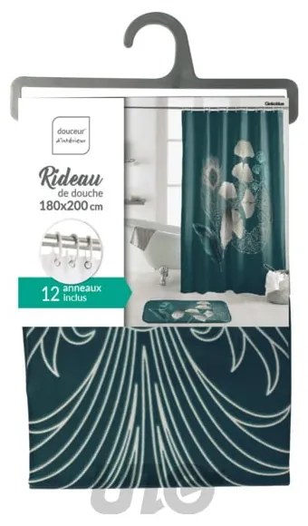 Tenda da doccia 180x200 cm Ginkoblue - douceur d'intérieur