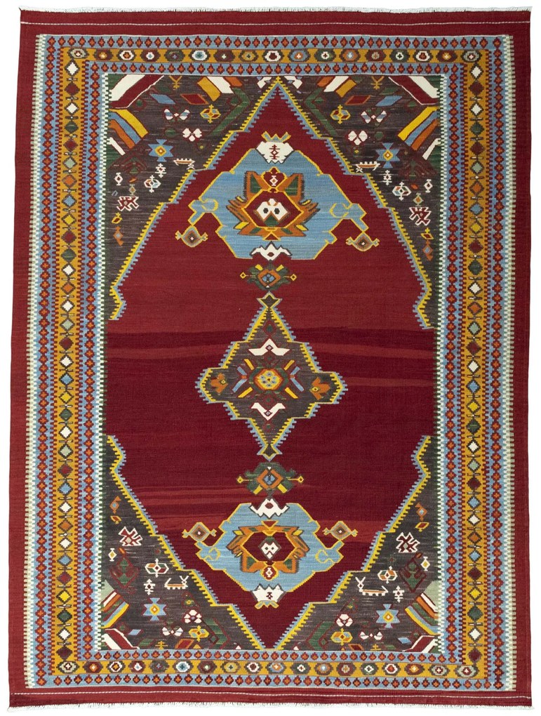 Kilim Tappeto 330 x 250 Rosso (Iran) Tessuto A Mano