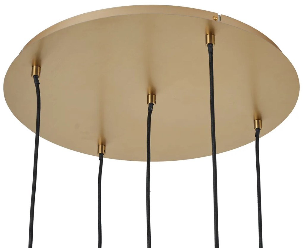 Lampada a sospensione Art Déco oro con vetro opale 5 luci - Yani