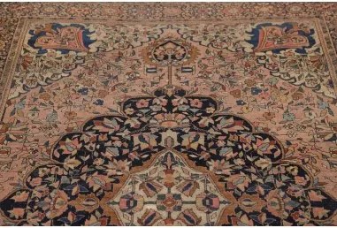 Antik Medaglione Floreale Rosa Antico Blu Scuro 128x200 Cm