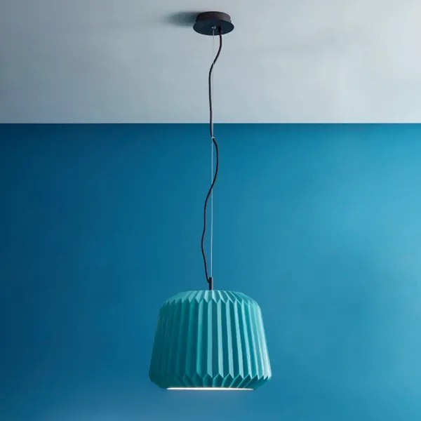 Lampada a sospensione PLUMCAKE in ceramica D35 cm TURCHESE