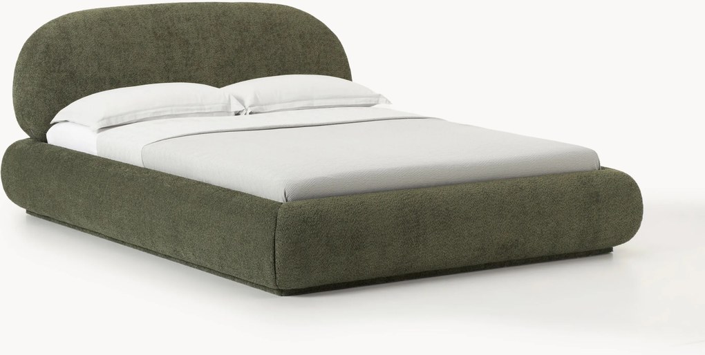 Letto imbottito in teddy bouclé con contenitore Alba