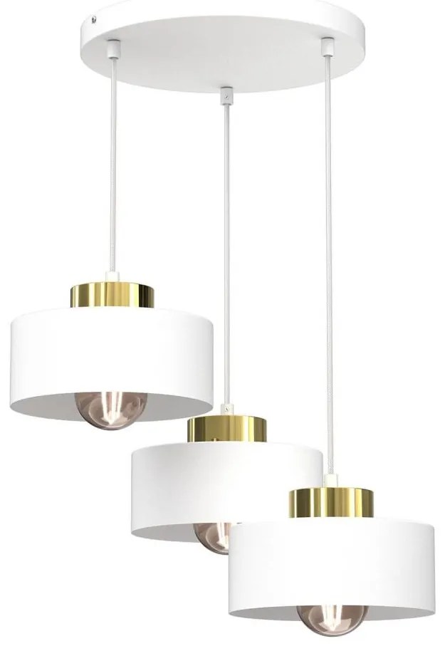 Lampadario a sospensione con filo MARTI 3xE27/15W/230V bianco/oro