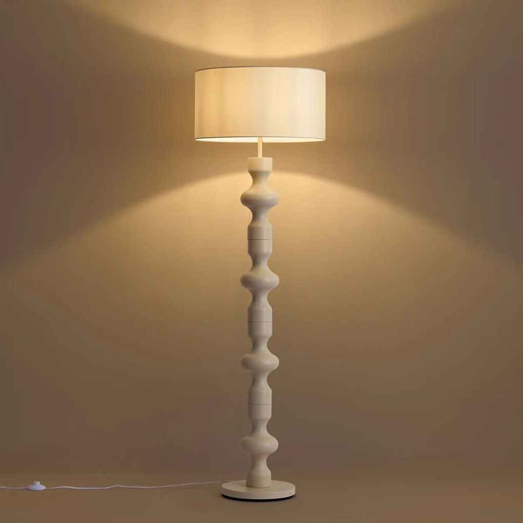 Lampada da terra retrò beige con paralume in tessuto 160 cm - Captain