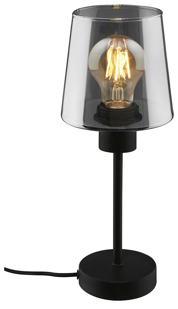 Lampada Da Tavolo Moderna Fumi Metallo Nero 1 Luce E27 35,5Cm