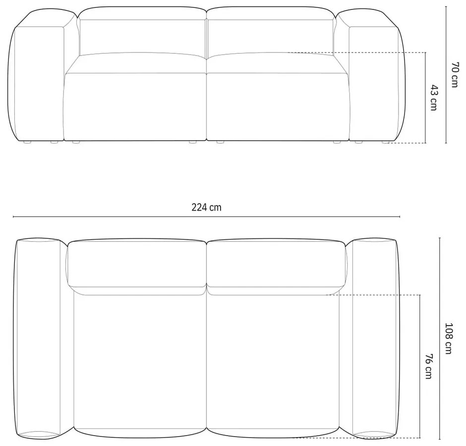 Divano marrone 224 cm Bergamo – Cosmopolitan Design