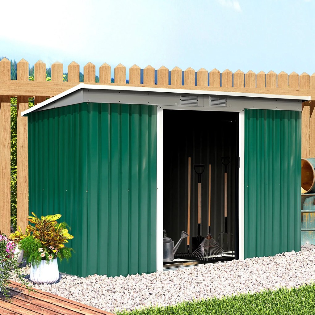Casetta Box da Giardino in Lamiera Verde 277x130x173 cm...