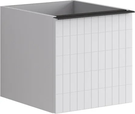 Cassettiera Pixel con 2 cassetti (1 interno) frontale Grid laccato opaco bianco e maniglia alluminio nero opaco L.40 H.40 P.45,5 cm.