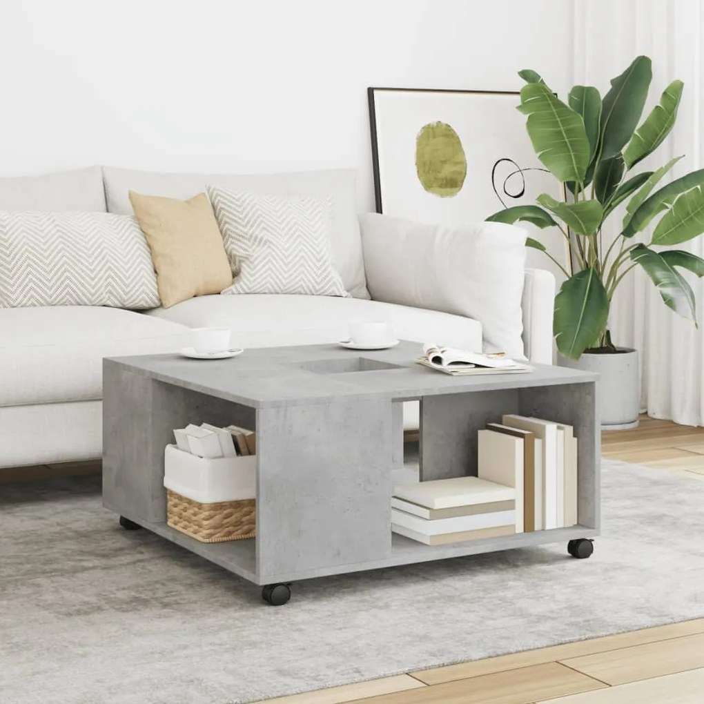 Tavolino Da Salotto Grigio Cemento 80x80x40 Cm İn Truciolato /
