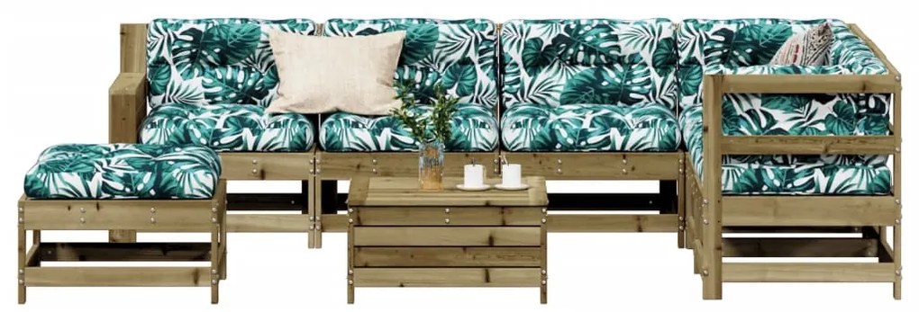 Set divani da giardino 8pz con cuscini legno impregnato di pino