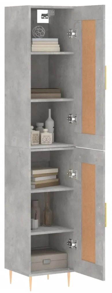 Credenza grigio cemento 34,5x34x180 cm in legno multistrato