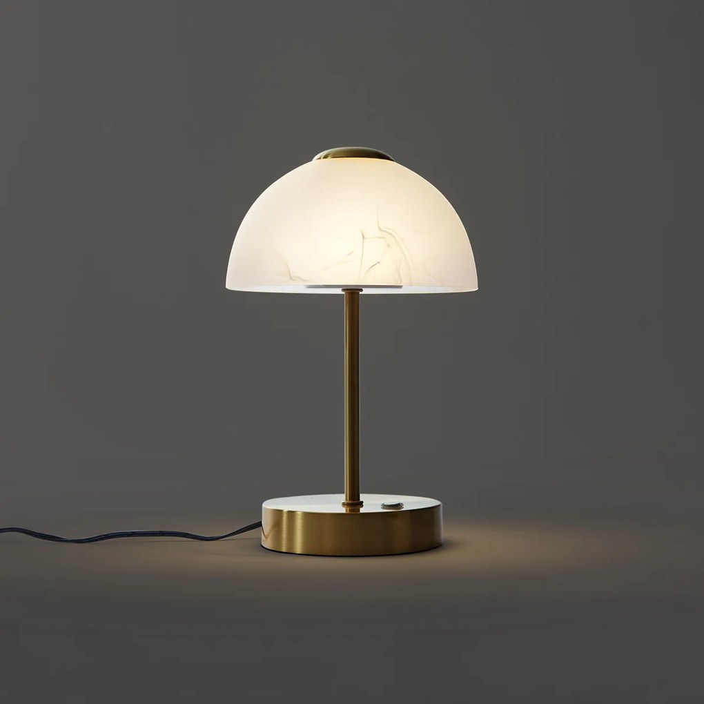 Lampada da tavolo di design oro con vetro opalino e LED dimmerabile - Joya