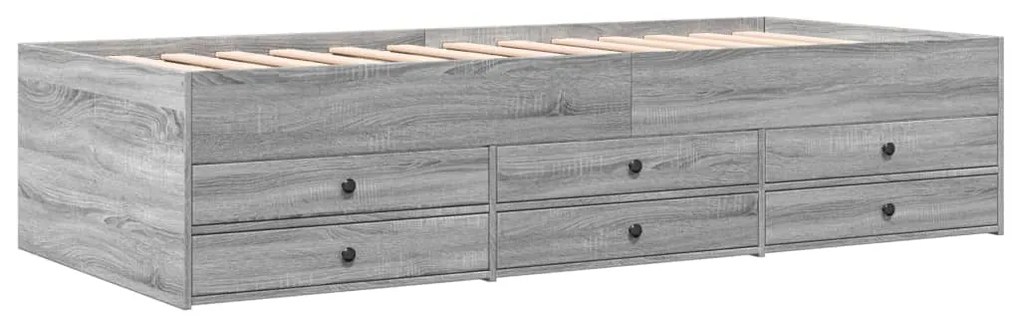 Divano letto con cassetti grigio sonoma 75x190 cm multistrato