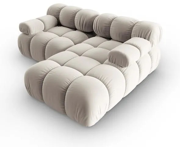 Divano angolare componibile beige (con penisola a destra) con rivestimento in velluto Bellis – Micadoni